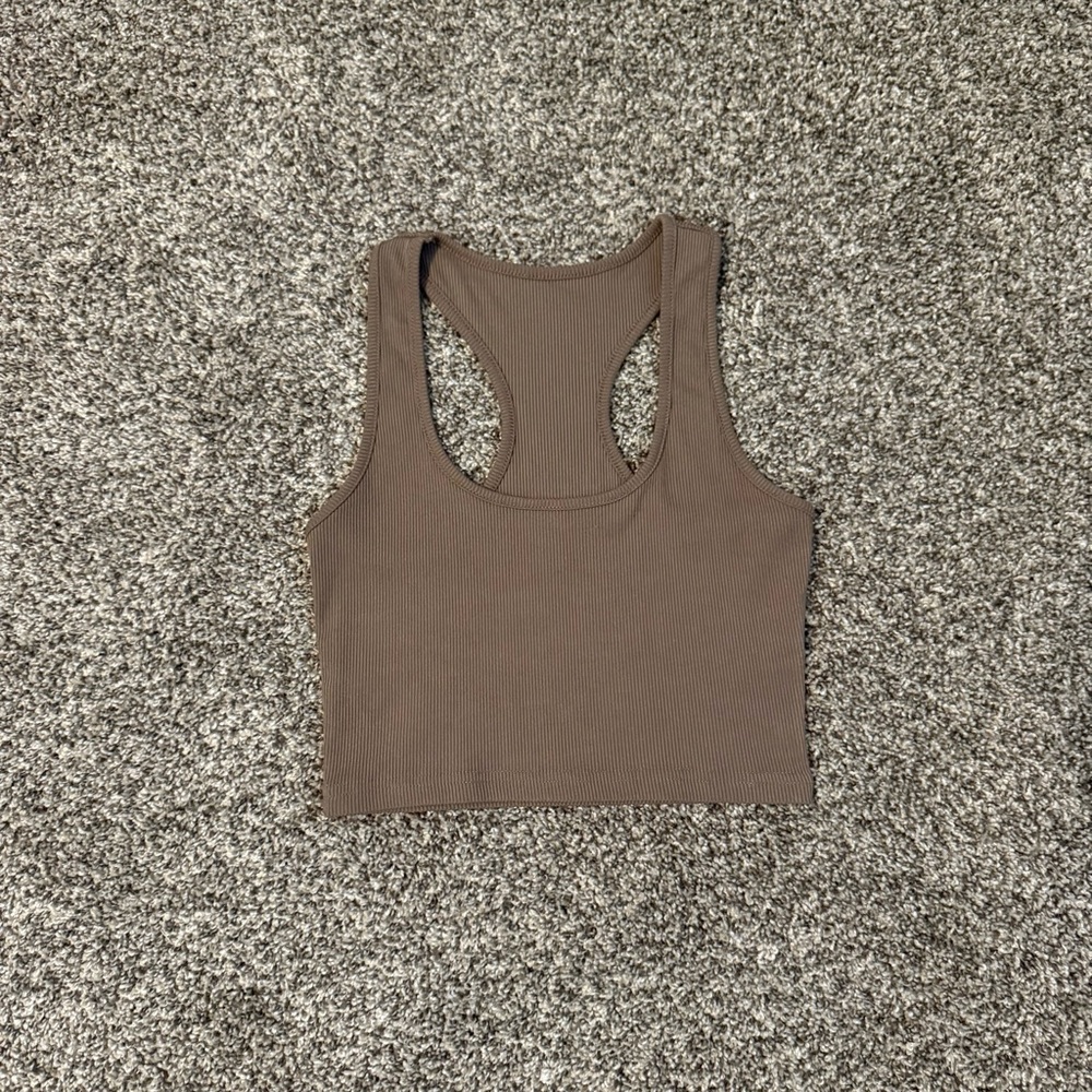 SHEIN Brown Ribbed Crop Top